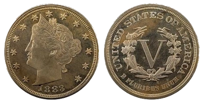 A close-up photograph of the rare 1913 Liberty Head Nickel, showcasing the iconic left-profile of Liberty and the coin's mysterious origins