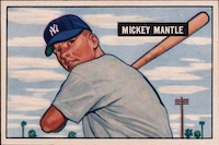 1951 Bowman #253 Mickey Mantle rookie card