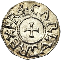 Carolingian silver denier Charlemagne medieval coin