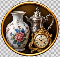 Antique furniture and decorative pieces