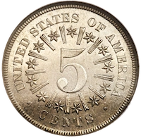 Shield nickel with rays