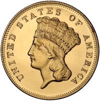 US gold three dollar coin