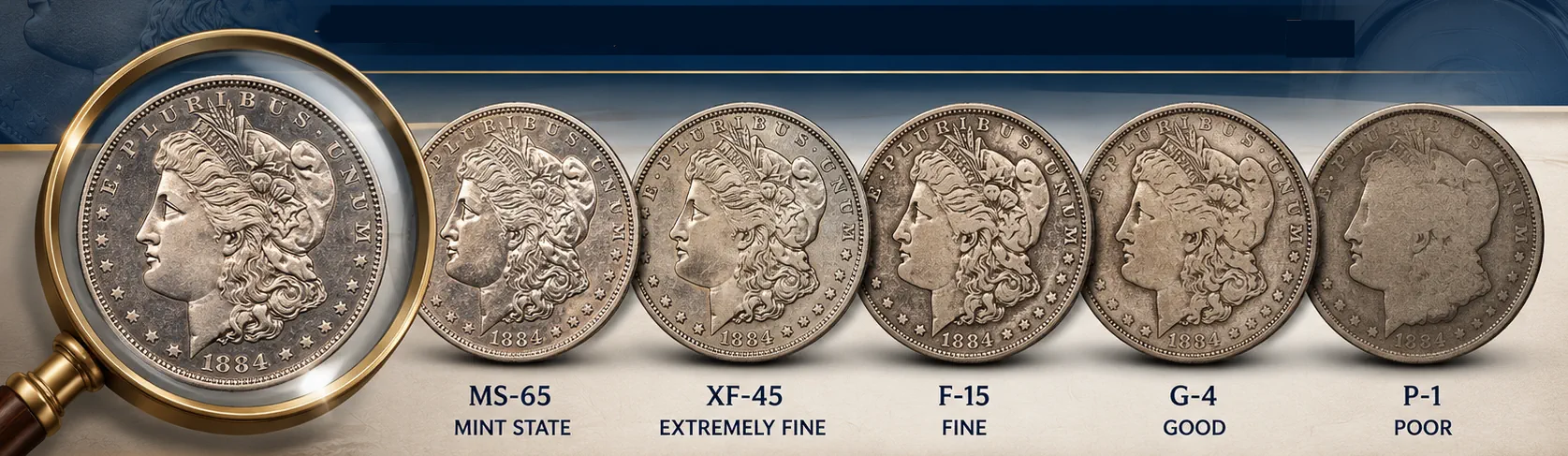 Grading a coin under magnification