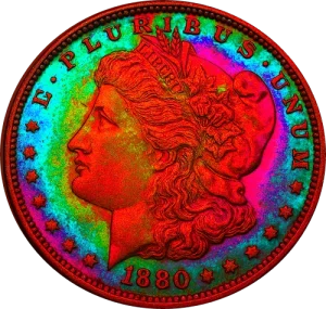 rainbow toned morgan dollar