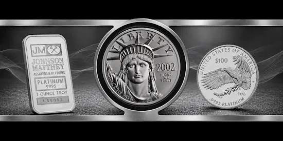 Platinum bullion bars, rounds, and coins