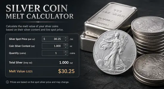 Silver coin melt value calculator