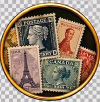 Classic world postage stamps